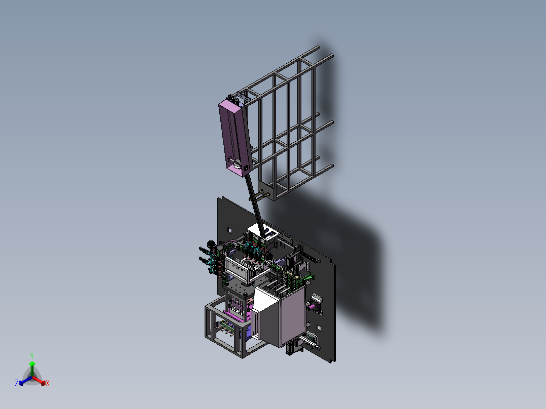 全自动1托4吹瓶机（sw14可编辑+cad）正等轴测图