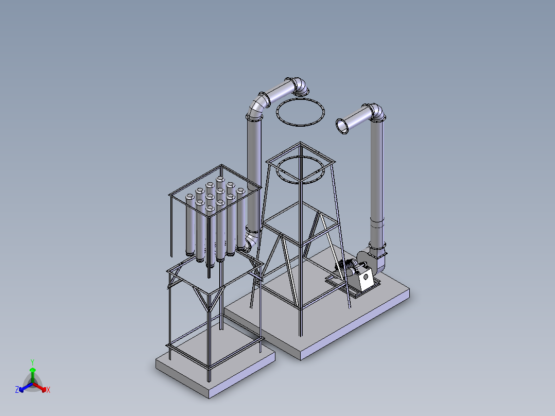 除尘系统正等轴测图
