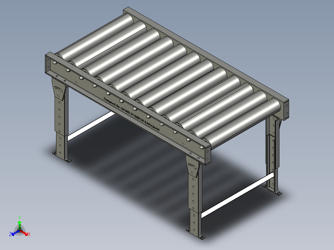 滚筒输送线可升降正等轴测图