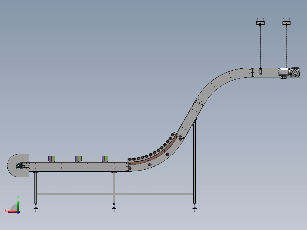 S型料包提升机后视图