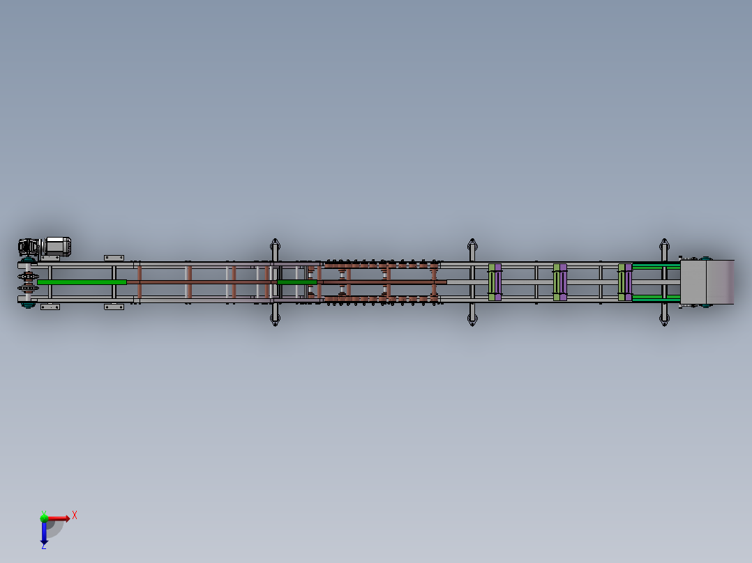 S型料包提升机俯视图