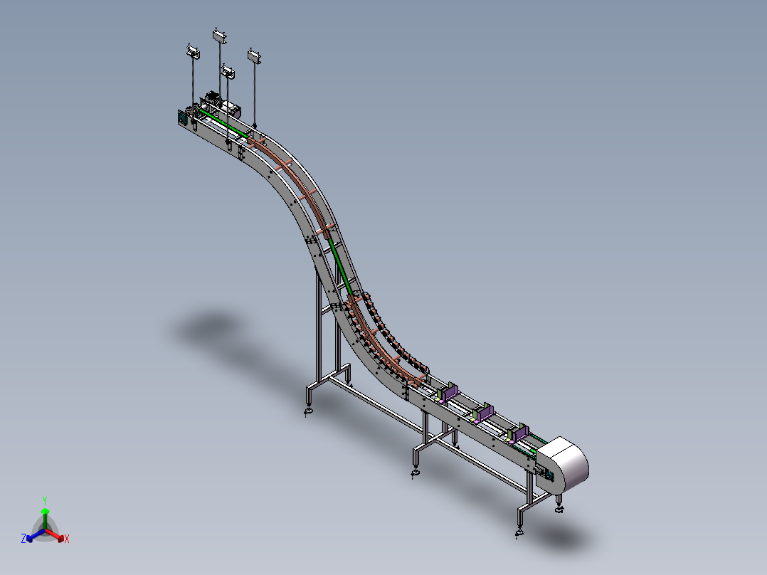 S型料包提升机正等轴测图