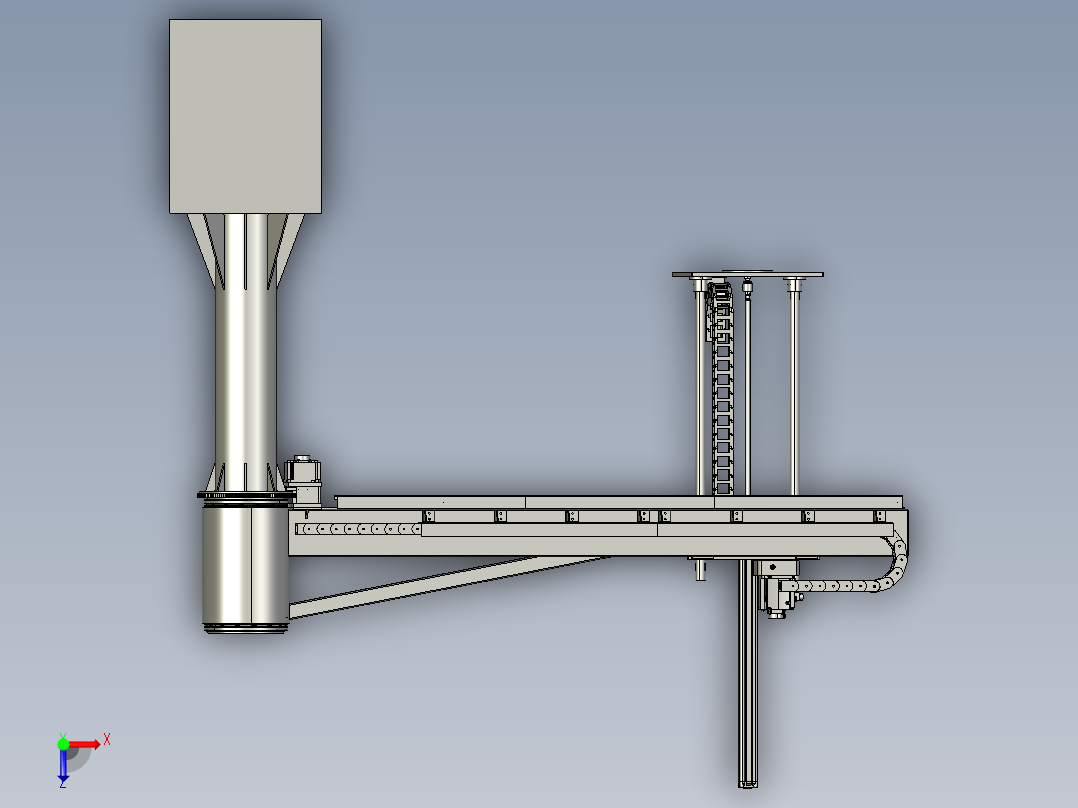 回转悬臂式机械手俯视图