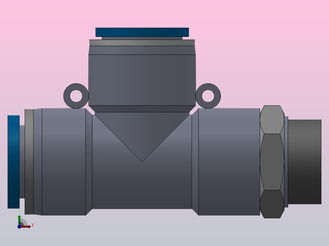 IPD-G 螺纹侧三通-G螺纹_IPD15-G04前视图