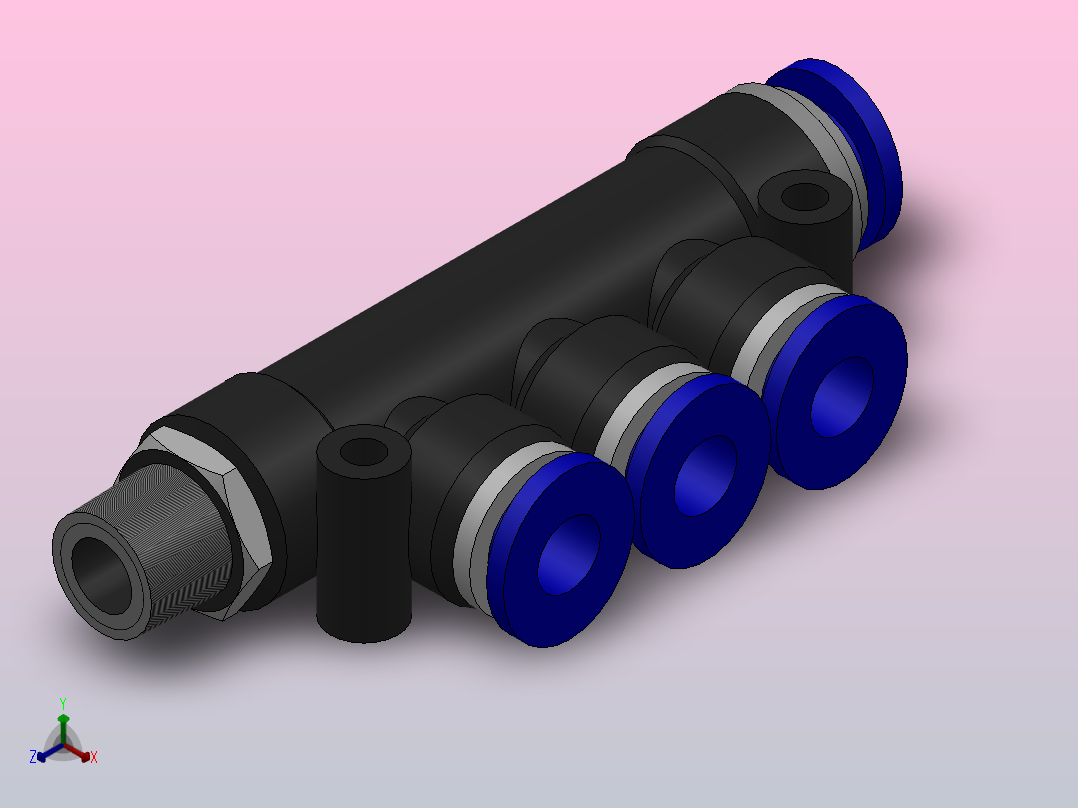PKD 螺纹五通[PKD06-01]正等轴测图