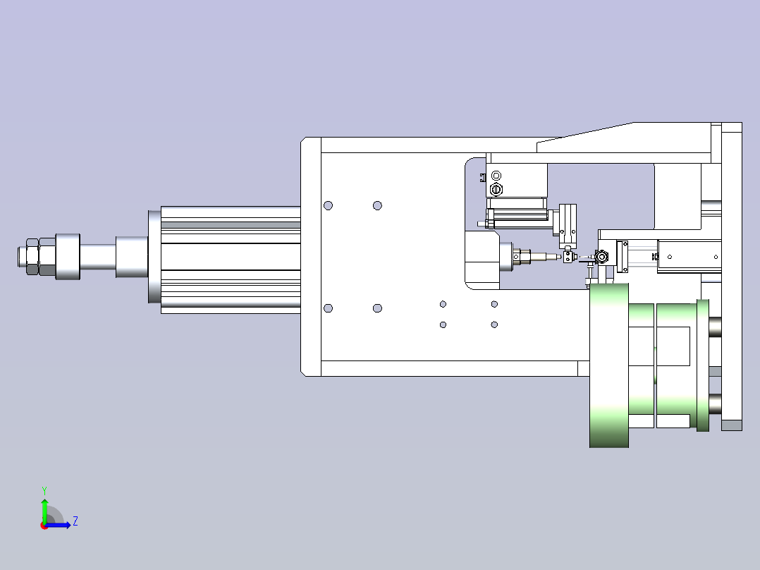 一款阀体挡圈自动装配3D模型左视图