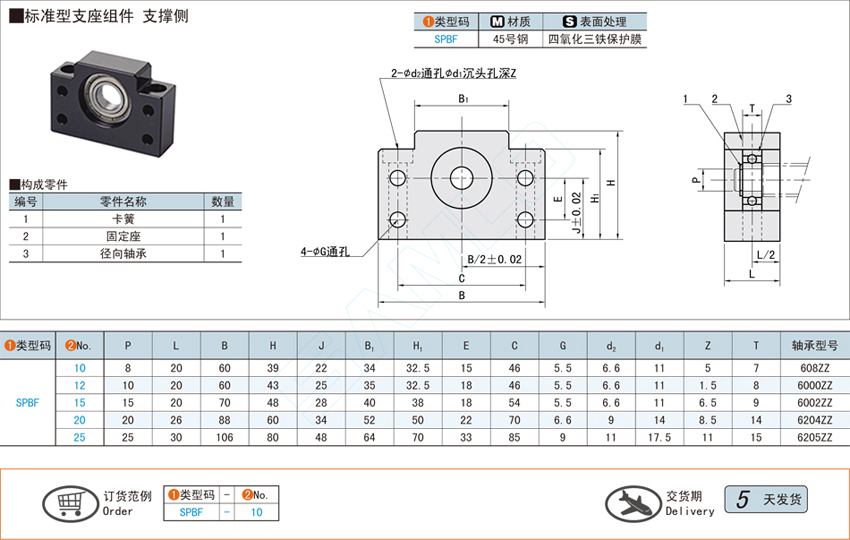 标准型丝杠支座-支撑侧@SPBF