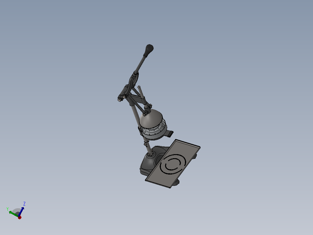 手动榨汁机3D图纸 Solidworks设计主视图