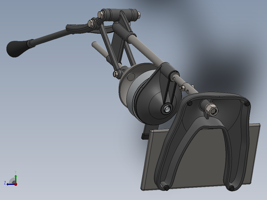 手动榨汁机3D图纸 Solidworks设计右视图