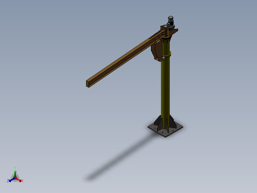 悬臂吊图纸模型0.5吨电动立柱悬臂起重机三维3D素材