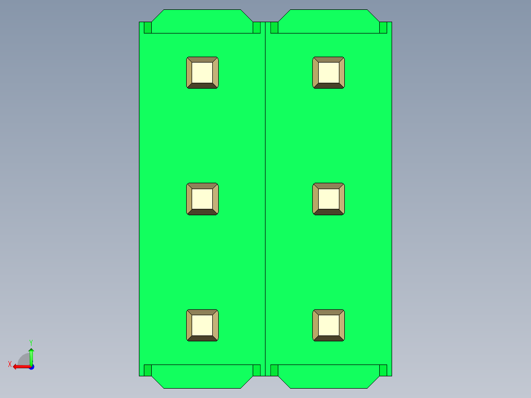 彩色公头100mil（2.54mm）系列-DS1021_green_3x02p_100mil_Type19_rev1.0后视图