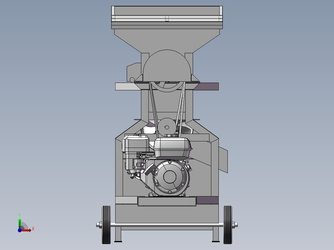 皮带螺旋黑胡椒脱粒机设计前视图