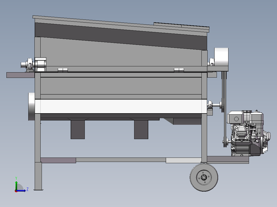 皮带螺旋黑胡椒脱粒机设计左视图