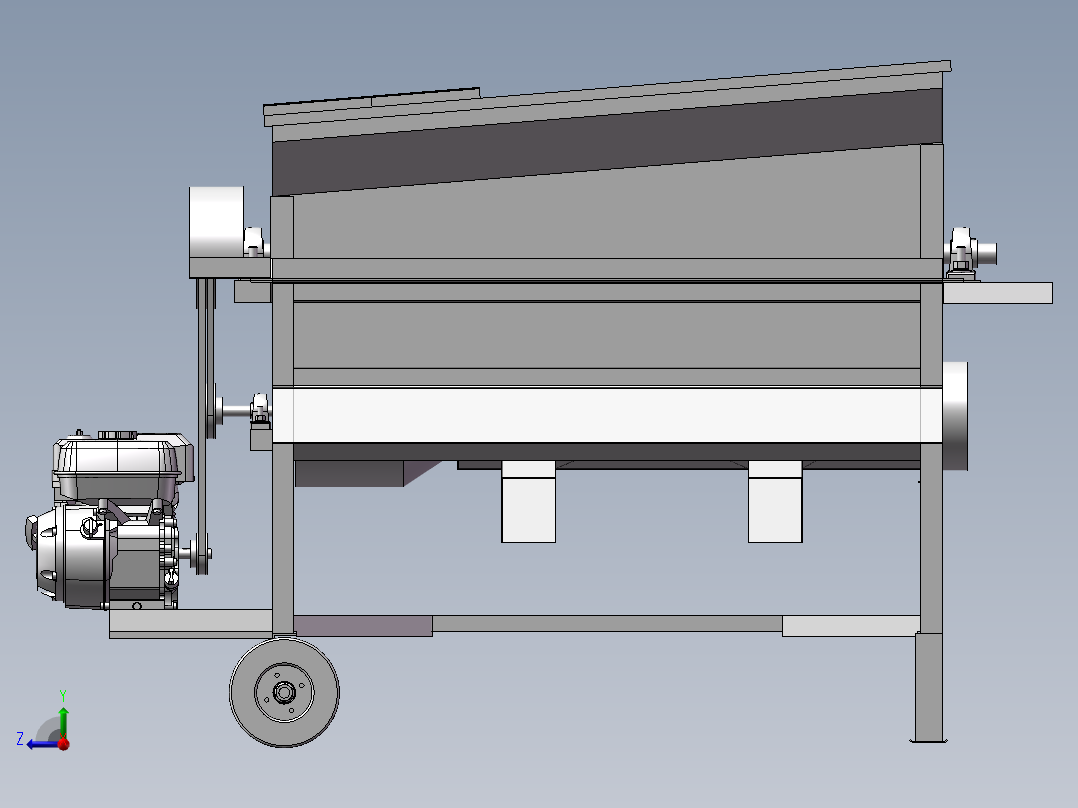 皮带螺旋黑胡椒脱粒机设计右视图