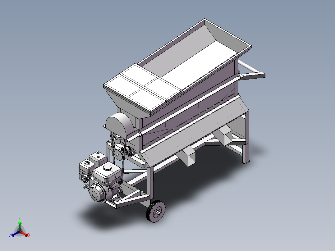 皮带螺旋黑胡椒脱粒机设计正等轴测图