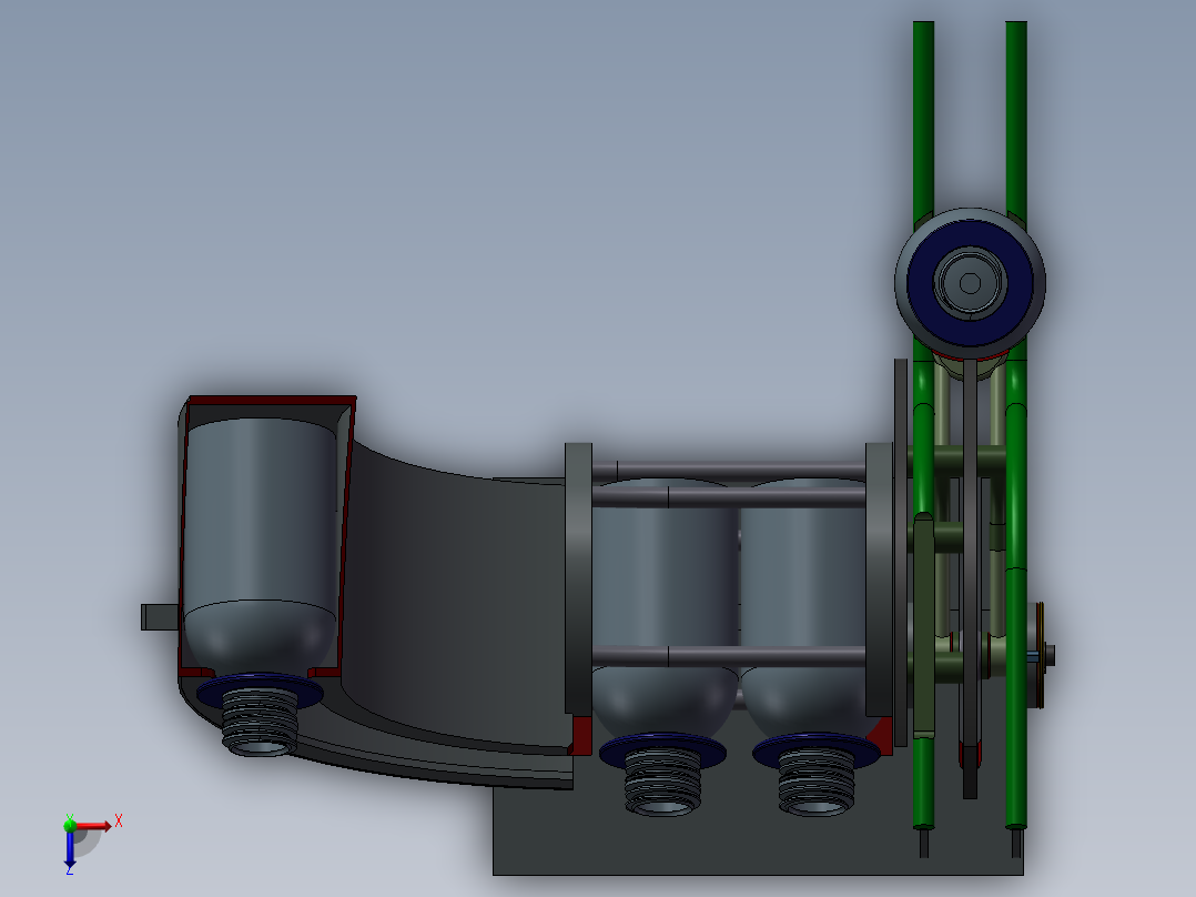饮料瓶传送装置俯视图