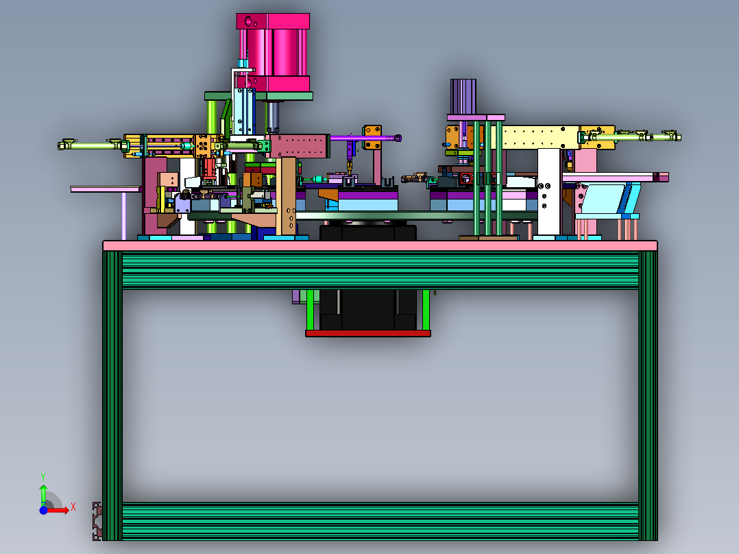 L型万能充电头内部插装机前视图