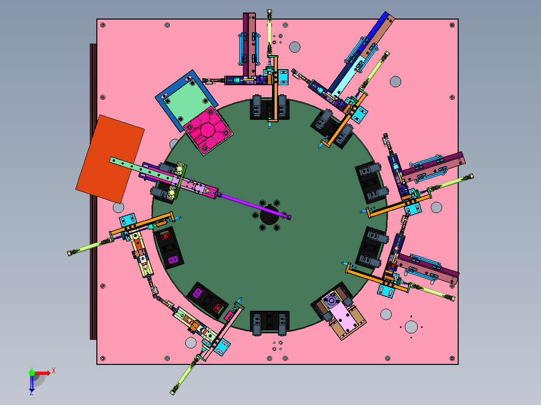L型万能充电头内部插装机俯视图