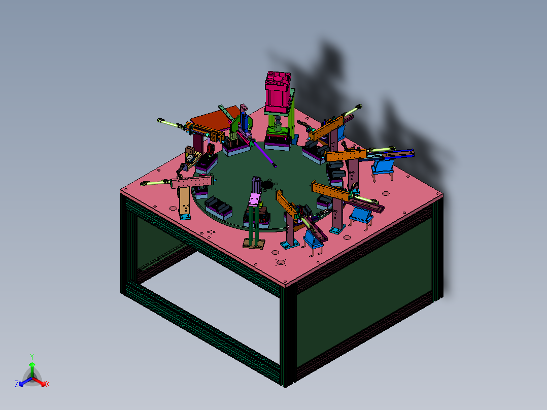 L型万能充电头内部插装机正等轴测图