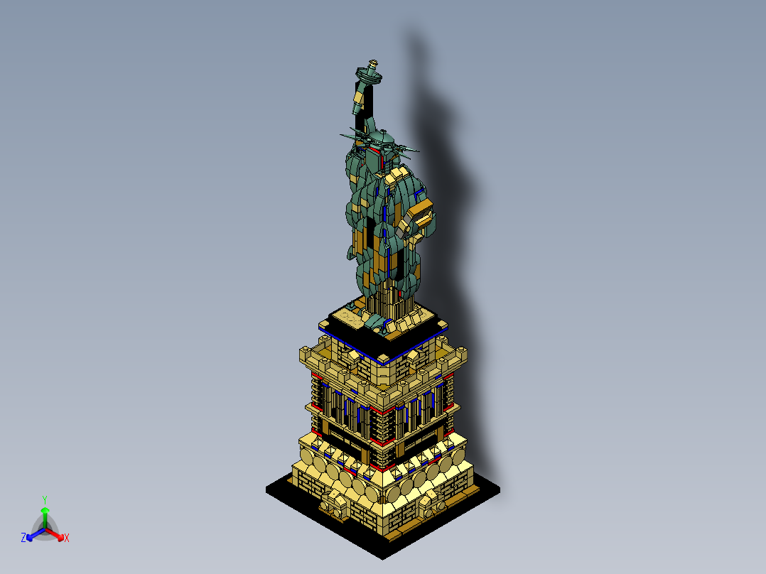 乐高自由女神像正等轴测图