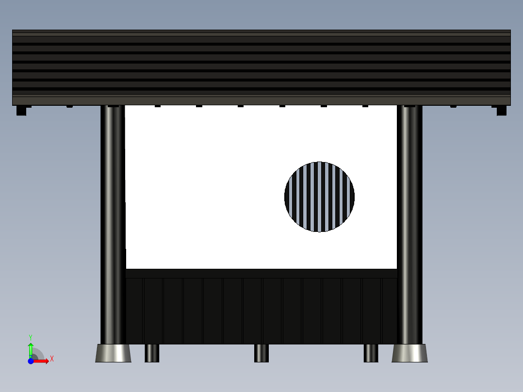 日式凉棚的 1比150 模型前视图