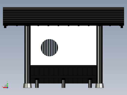 日式凉棚的 1比150 模型后视缩略图