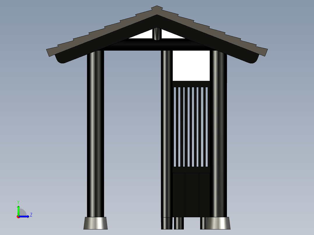 日式凉棚的 1比150 模型左视图