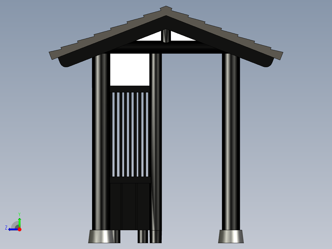 日式凉棚的 1比150 模型右视图
