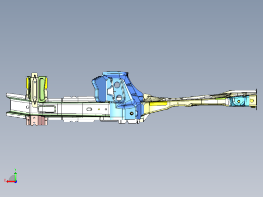 轿车前纵梁焊接总成车身结构三维数模后视缩略图