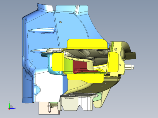 轿车前纵梁焊接总成车身结构三维数模左视缩略图