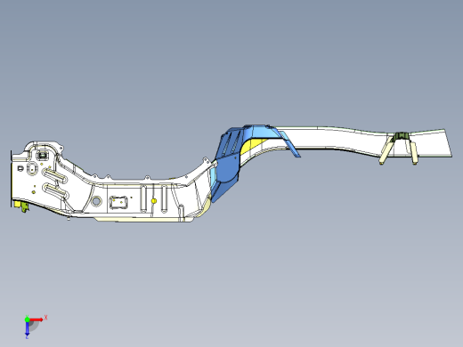 轿车前纵梁焊接总成车身结构三维数模俯视缩略图