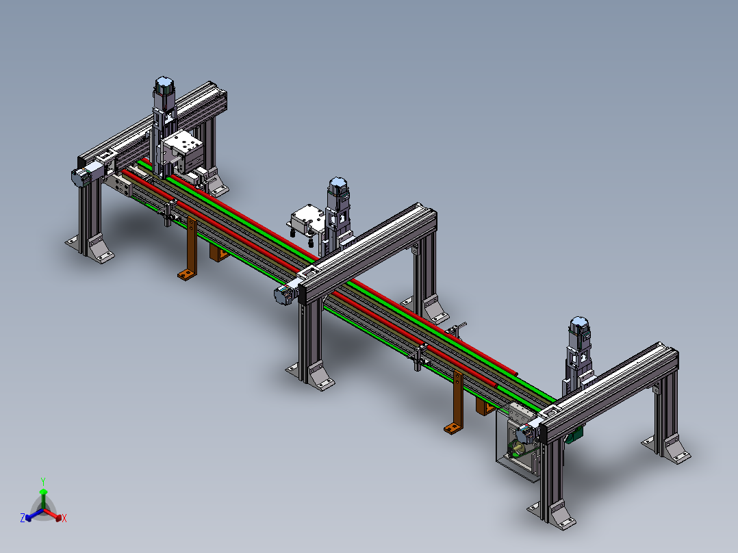 2023.02月-电子PCB板龙门铣自动化生产线sw17可编辑正等轴测图