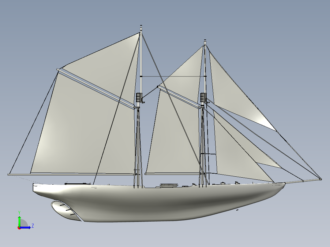 BlueNoseII帆船左视图