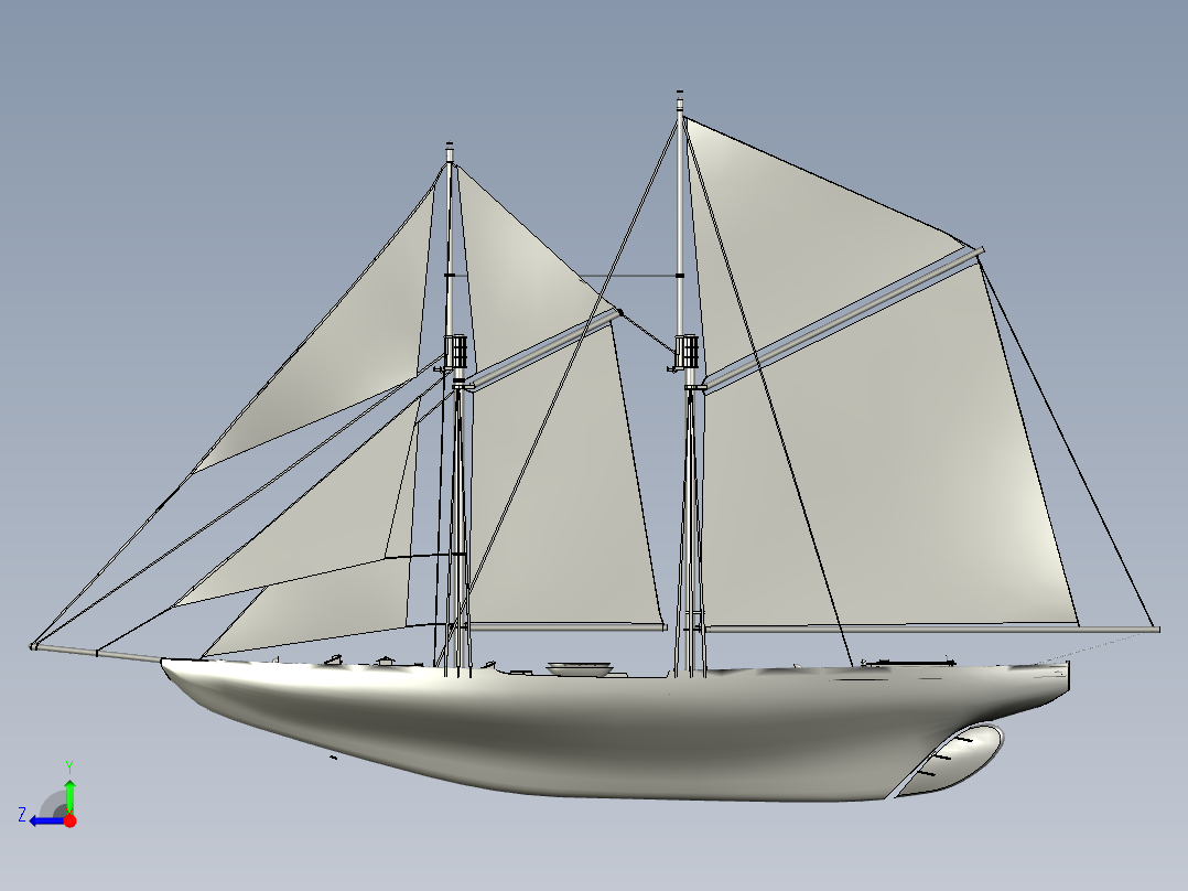 BlueNoseII帆船右视图