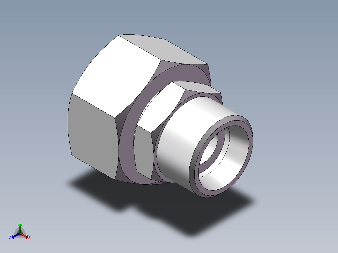 直通变径接头、2C-22-26正等轴测图