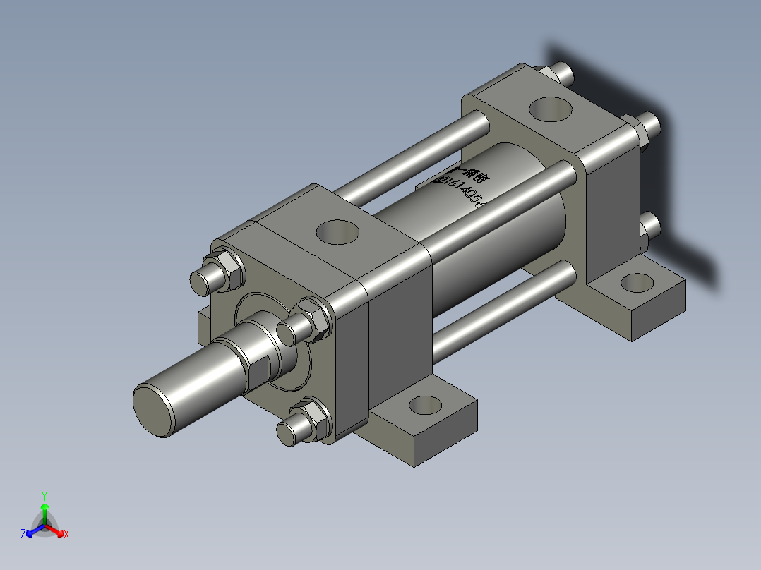 HOB-LA脚架型中高压油缸HOB-4030-LA正等轴测图