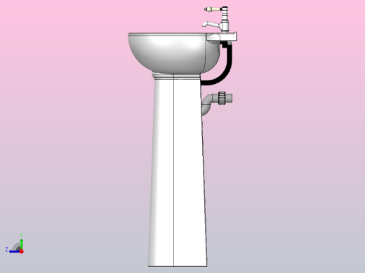带水龙头和废水的水槽盆右视缩略图