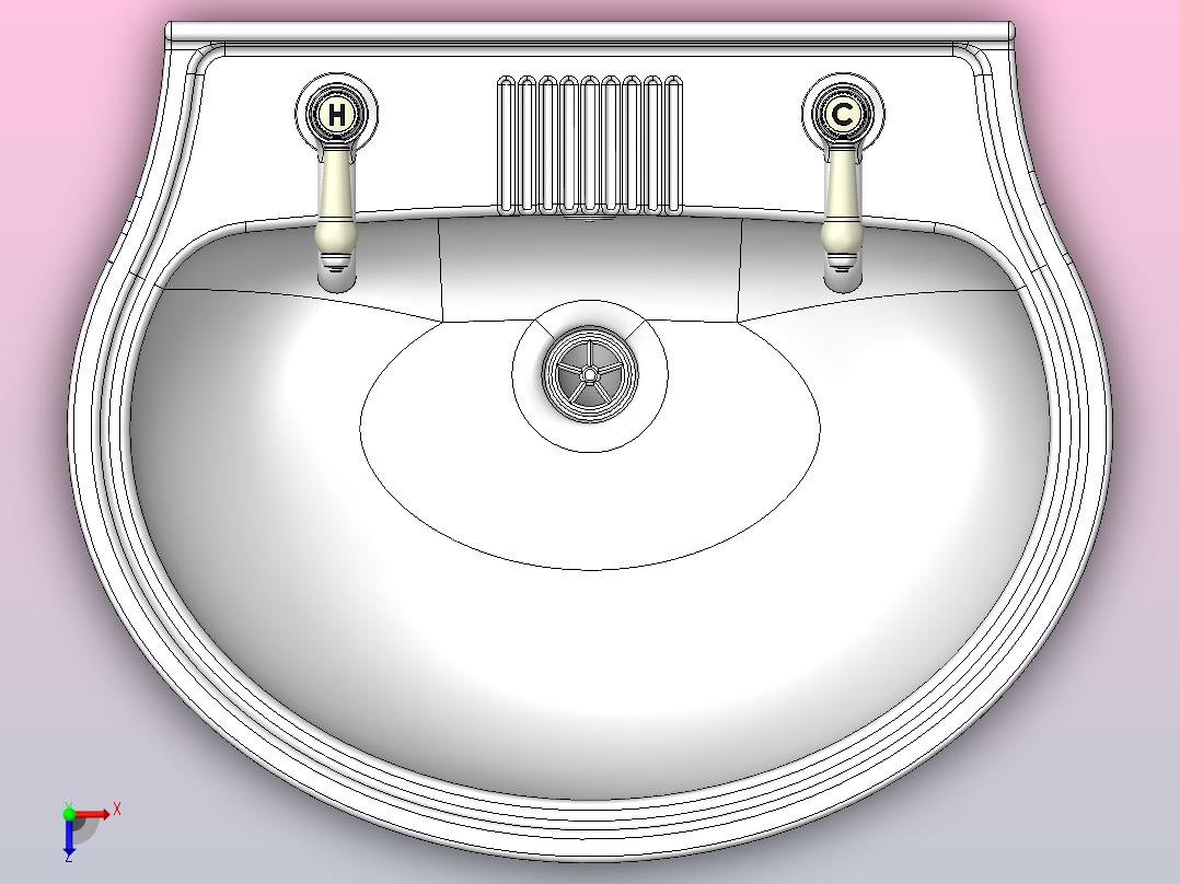 带水龙头和废水的水槽盆俯视图