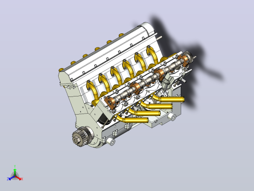 Olsryd V12 Merlin基本发动机正等轴测缩略图