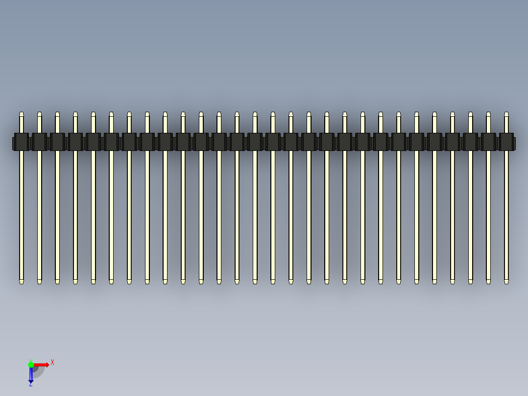 彩色公头100mil（2.54mm）系列-DS1021_black_1x28p_100mil_Type19_rev1.0俯视图
