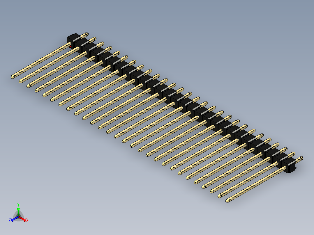 彩色公头100mil（2.54mm）系列-DS1021_black_1x28p_100mil_Type19_rev1.0正等轴测图