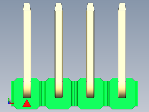 彩色公排针 100mil 2.54mm 系列-DS1022_green_04p_100mil_TypeU_rev1.0前视缩略图
