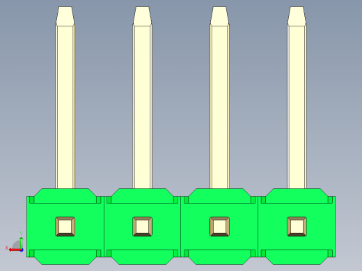 彩色公排针 100mil 2.54mm 系列-DS1022_green_04p_100mil_TypeU_rev1.0后视缩略图