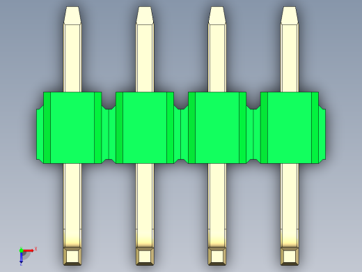 彩色公排针 100mil 2.54mm 系列-DS1022_green_04p_100mil_TypeU_rev1.0俯视缩略图