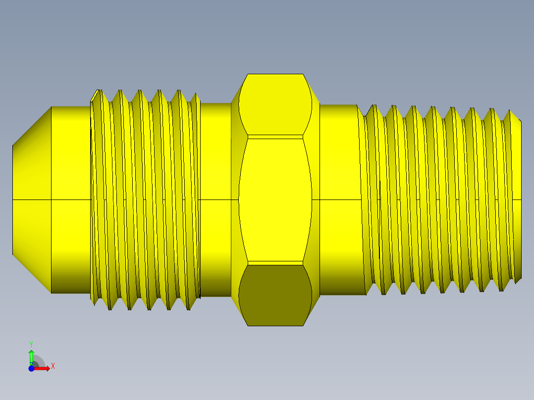 喇叭形 45D 半接头连接器-FLARE 45D 3-8 Tube OD-5-8-18 x 1-4 NPT.STEP前视图