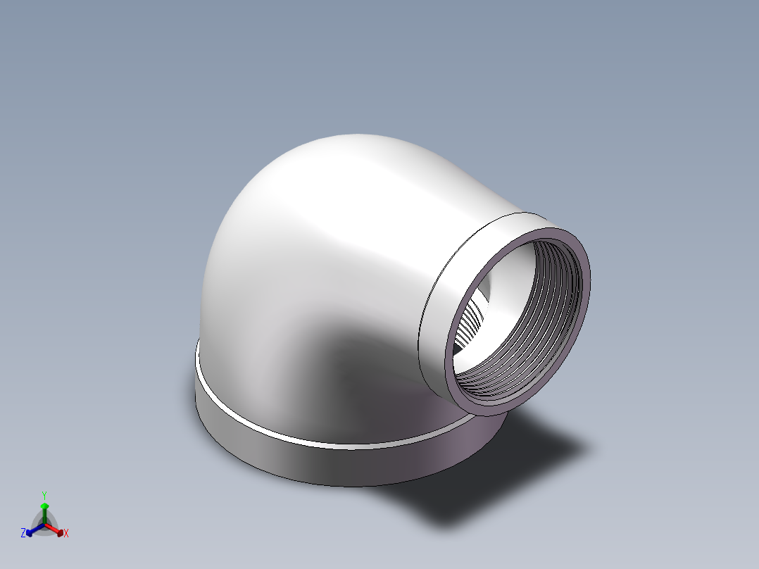 弯头-异径内丝 DN65-DN40正等轴测图