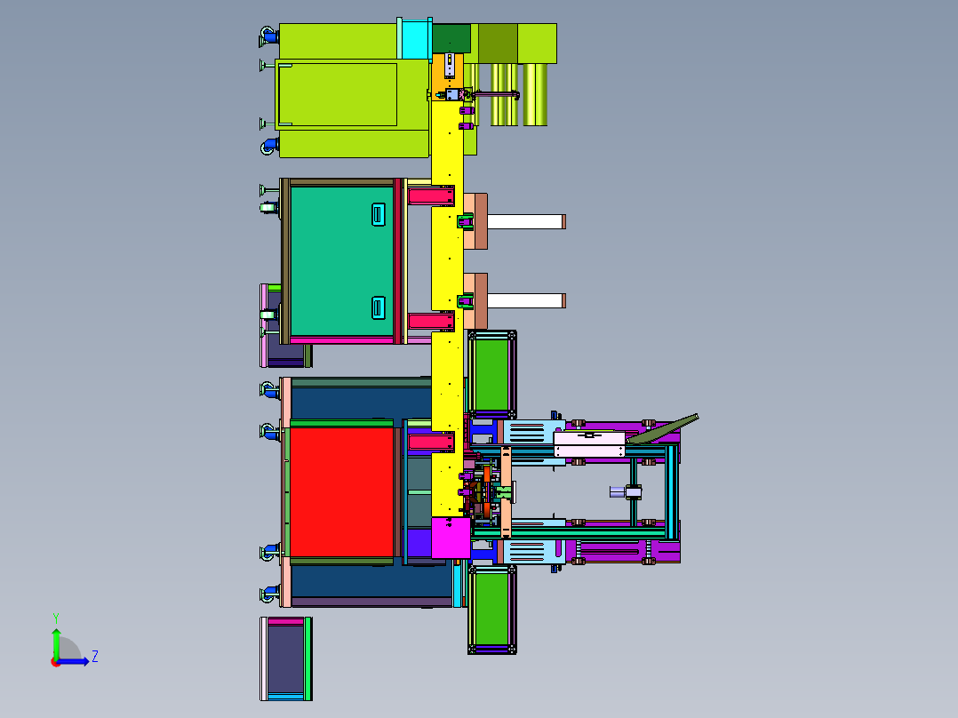 圆币形芯片卡拍照测试装袋产线左视图