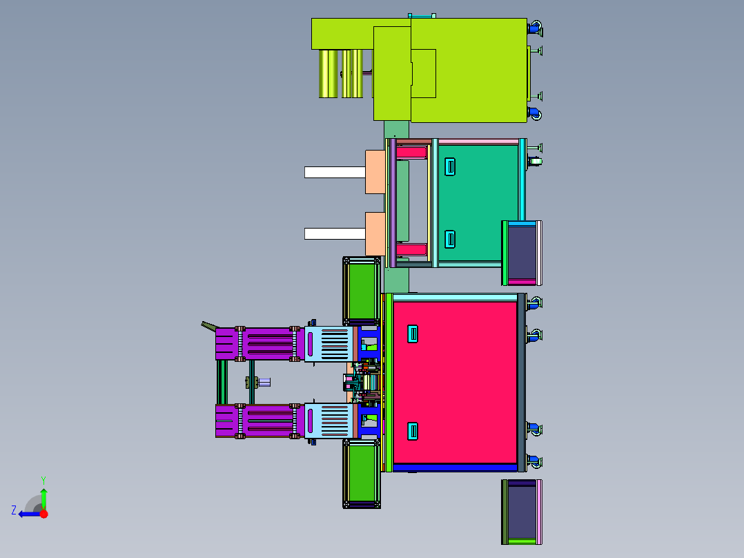 圆币形芯片卡拍照测试装袋产线右视图