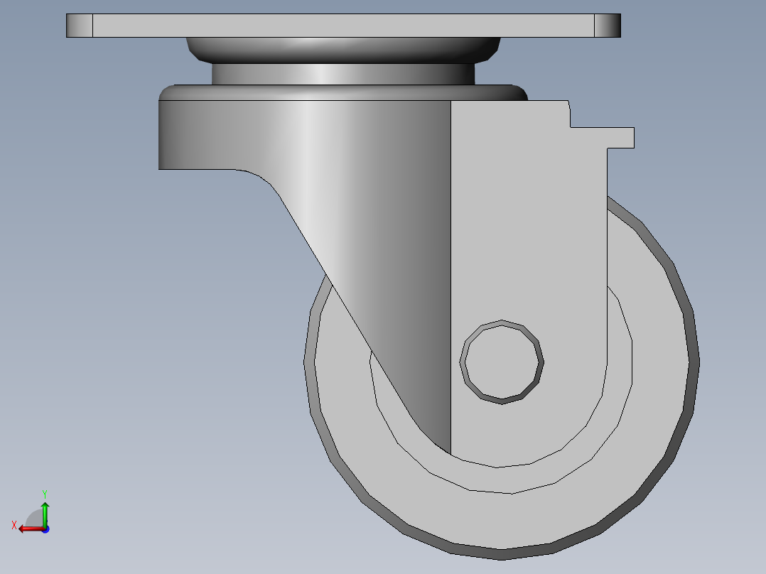 低重心中载型(180kg)单轮万向型脚轮[CAJ75-P]后视图