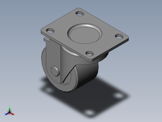 低重心中载型(180kg)单轮万向型脚轮[CAJ75-P]正等轴测缩略图